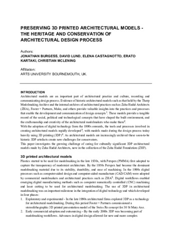 [thumbnail of Burgess et al. - PRESERVING 3D PRINTED ARCHITECTURAL MODELS - THE HERITAGE AND CONSERVATION OF ARCHITECTURAL DESIGN P.pdf]